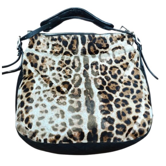 Jimmy Choo Animal Print Hobo Bag Fur & Leather Designer Handbag - Picture 7 of 16